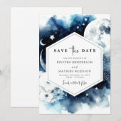 Save The Date Unique Mariage chic à la lumière de la Lune (Devant / Derrière)