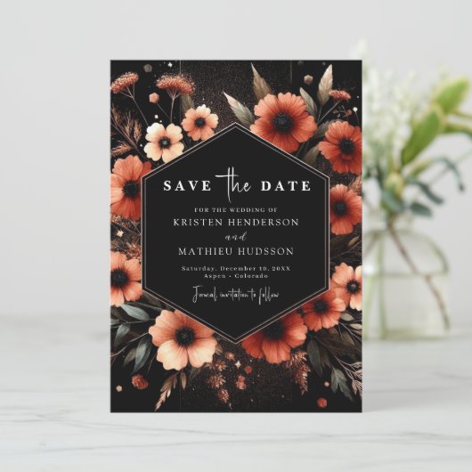 Save The Date Unique Mariage en terre cuite rustique (Debout devant)