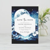 Save The Date Unique Mariage floral clair de lune (Debout devant)