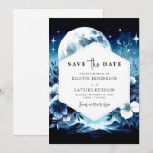 Save The Date Unique Mariage floral clair de lune (Devant / Derrière)