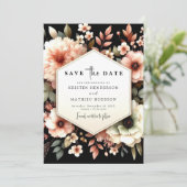 Save The Date Unique Mariage floral rose (Debout devant)