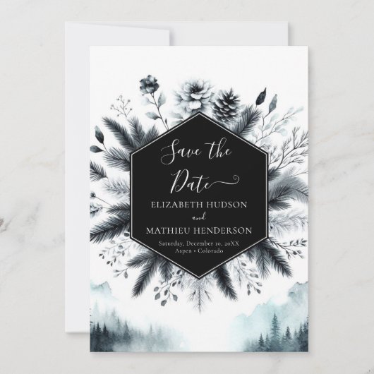 Save The Date Unique Mariage romantique de montagne (Devant)
