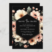 Save The Date Unique Mariage rose rustique (Devant / Derrière)
