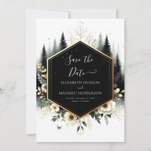 Save The Date Unique Mariage Whimsical Enchanted Forest (Devant)