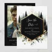 Save The Date Unique Mariage Whimsical Enchanted Forest (Devant / Derrière)