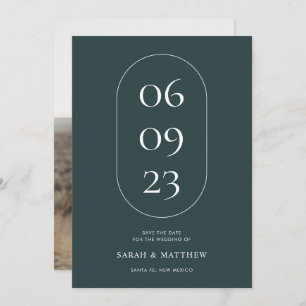 Save The Date Unique minimaliste Turquoise foncé Mariage photo