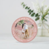Save The Date Unique photo ronde moderne rose Ombre Mariage (Debout devant)