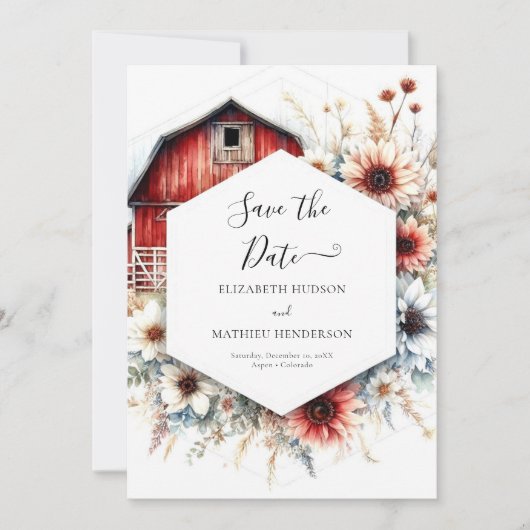 Save The Date Unique romantique Mariage barnique (Devant)