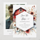 Save The Date Unique romantique Mariage barnique (Devant / Derrière)