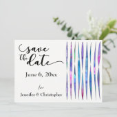 Save The Date Unique violet, rose, bleu moderne enregistrer la d (Debout devant)