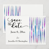 Save The Date Unique violet, rose, bleu moderne enregistrer la d (Devant / Derrière)