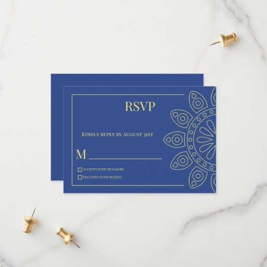 Save The Date Unity in Bloom Blue Response Card (Devant/Arrière en situation)