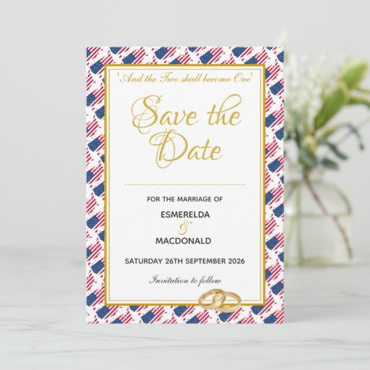 Save The Date US AMERICA Custom Christian Mariage (Debout devant)