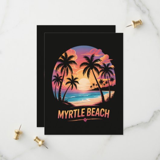 Save The Date Vacances à Myrtle Beach Surfeur (Devant/Arrière en situation)