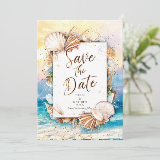 Save The Date Vacances Destination Plage Mariage (Debout devant)