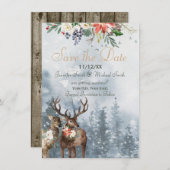 Save The Date Vacances Forêt d'hiver Bois Sauvez la date (Devant / Derrière)