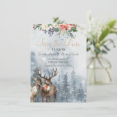 Save The Date Vacances Forêt d'hiver Bois Sauvez la date (Debout devant)