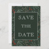 Save The Date Vacances Holly Berry Verdure Faux Vellum Photo (Devant)