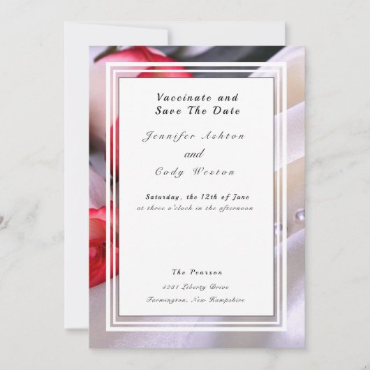 Save The Date Vaccinate Leave Quarantine Behind Mariage Roses (Devant)