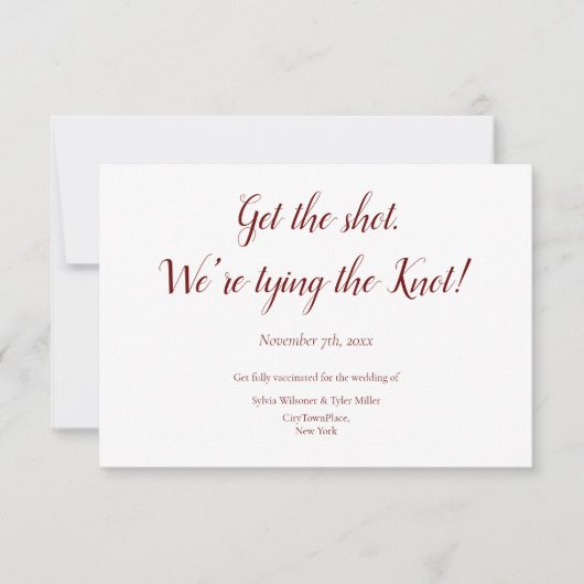 Save The Date Vaccination Attacher le mariage du noeud Enregistr (Devant)