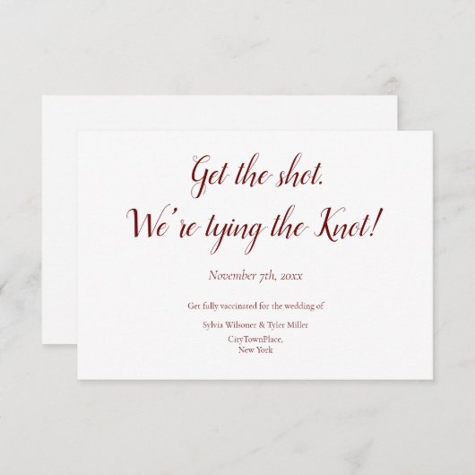 Save The Date Vaccination Attacher le mariage du noeud Enregistr (Devant / Derrière)