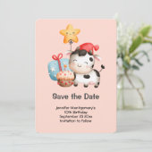Save The Date Vache souriante mignonne adorable Anniversaire (Debout devant)