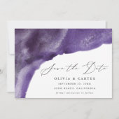 Save The Date Vagues d'aquarelle violette moderne (Devant)