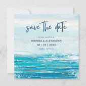 Save The Date Vagues de plage bleu marine Mariage côtier (Devant)