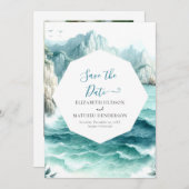 Save The Date Vagues Mariage nautique moderne (Devant / Derrière)