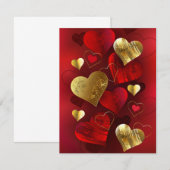 Save The Date Valentines dorées et rouges (Devant / Derrière)