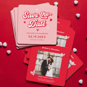 Save The Date Valentines rouges et roses Mariage Photo