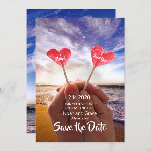 Save The Date Valintine Twin Flame Enregistrer les dates (Devant / Derrière)