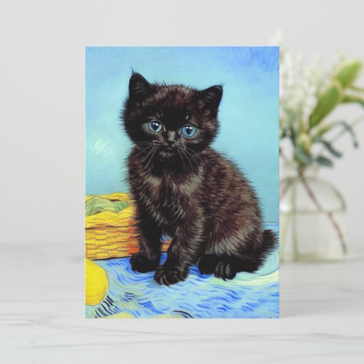 Save The Date Van Gogh Black Kitten avec fils (Debout devant)