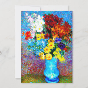 Save The Date Van Gogh Flowers dans un Vase Bleu