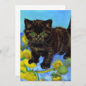 Save The Date Van Gogh Style Chat avec tournesol (Devant / Derrière)