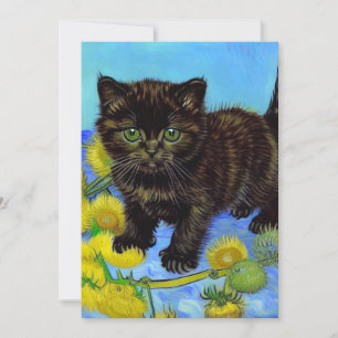 Save The Date Van Gogh Style Chat avec tournesol