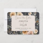 Save The Date Vanilla White Boho Rose Mariage bleu (Devant)