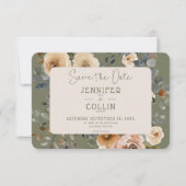 Save The Date Vanilla White Boho Rose Sage Mariage (Devant)