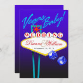 Save The Date Vegas Baby ! Mariage Enregistrer la date bleu (Devant / Derrière)