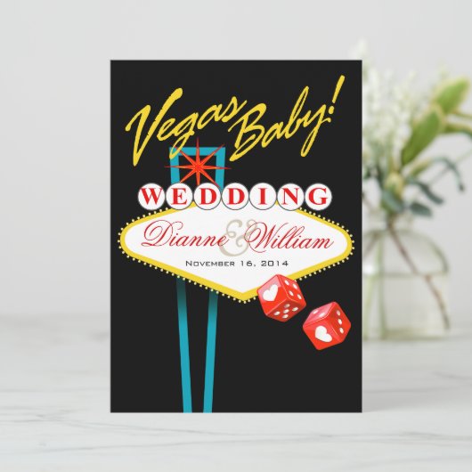 Save The Date Vegas Baby ! Mariage Enregistrer la date en noir (Debout devant)