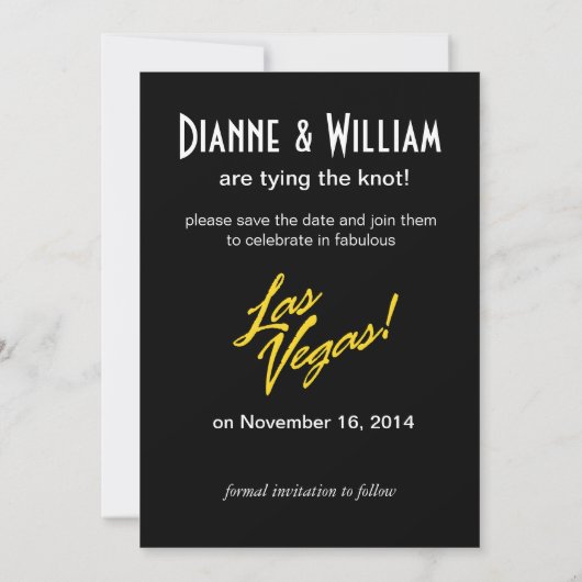 Save The Date Vegas Baby ! Mariage Enregistrer la date en noir (Dos)