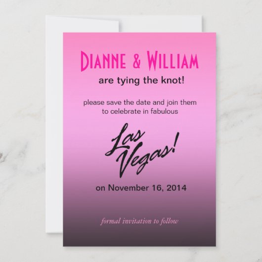 Save The Date Vegas Baby ! Mariage Enregistrer la date rose (Dos)