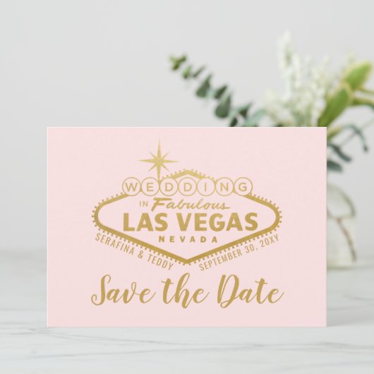 Save The Date Vegas Mariage Signer Photo Enregistrer La Date (Debout devant)