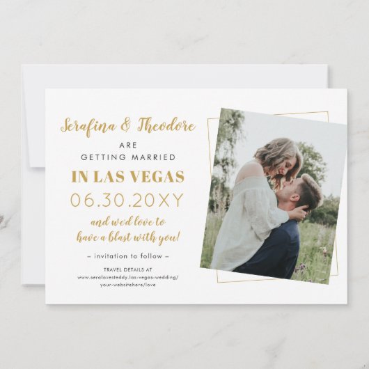 Save The Date Vegas Mariage Signer Photo Enregistrer La Date (Dos)