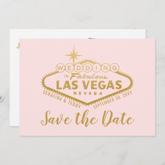 Save The Date Vegas Mariage Signer Photo Enregistrer La Date (Devant / Derrière)