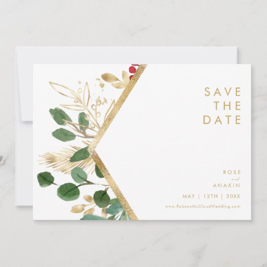 Save The Date Végétation de Noël moderne | Horizontal blanc (Devant)