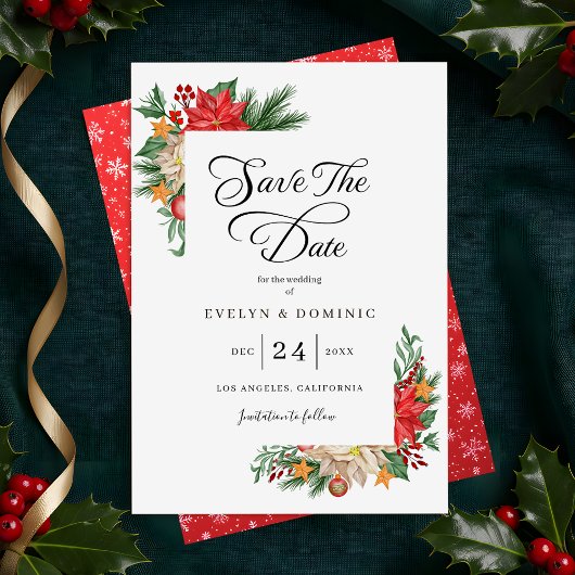 Save The Date Végétation d'hiver Foliage Noël Mariage de vacance