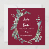 Save The Date Végétation d'hiver Mariage Bourgogne Enregistrer L (Devant)