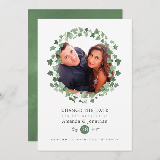 Save The Date Végétation forestière Mariage reportée (Devant / Derrière)