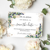 Save The Date végétation mariage d'eucalyptus feuille or blanc